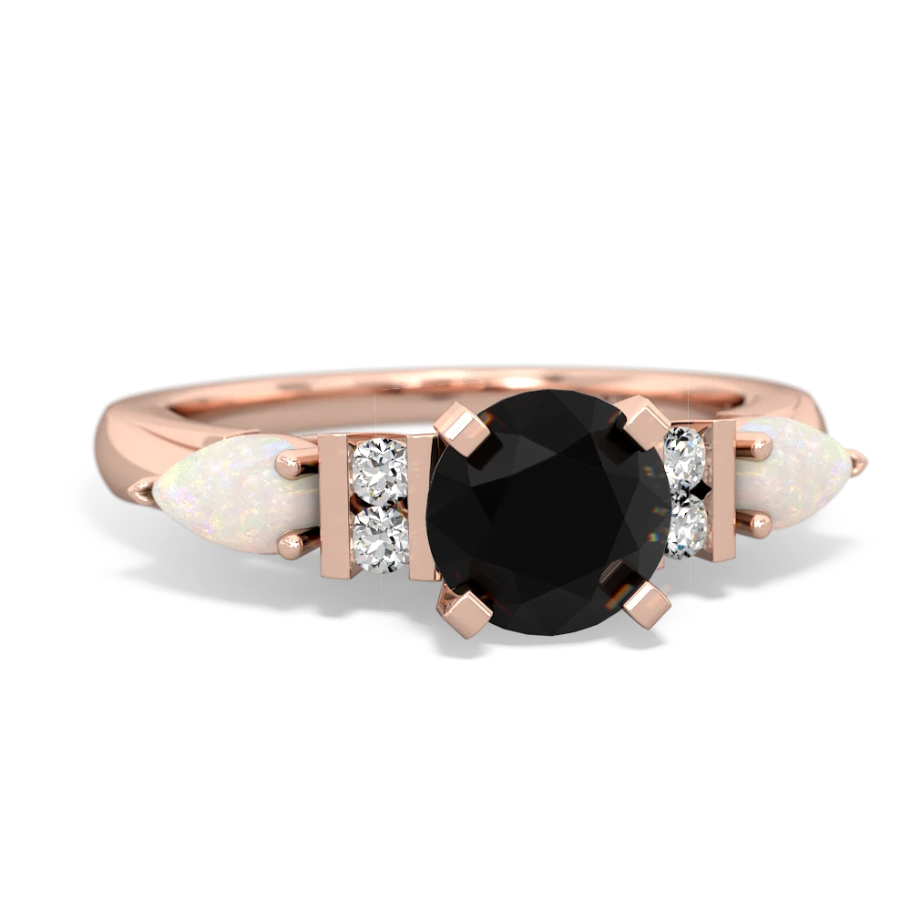 Onyx 6Mm Round Eternal Embrace Engagement 14K Rose Gold ring R2005