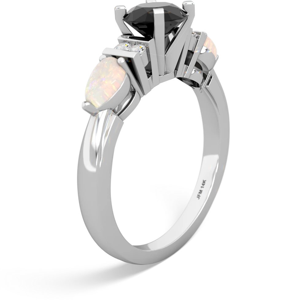 Onyx 6Mm Round Eternal Embrace Engagement 14K White Gold ring R2005