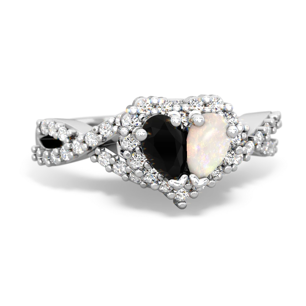 Onyx Diamond Twist 'One Heart' 14K White Gold ring R2640HRT