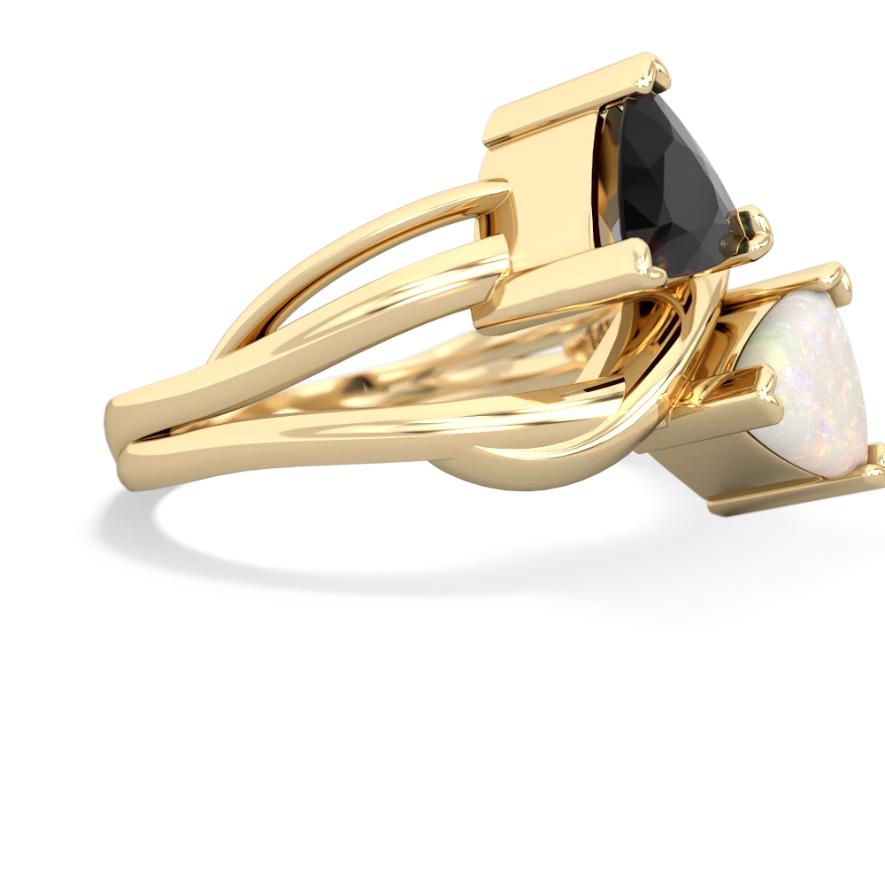 Onyx Split Band Swirl 14K Yellow Gold ring R2341