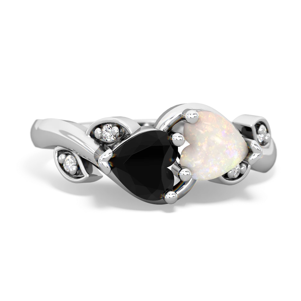 Onyx Floral Elegance 14K White Gold ring R5790