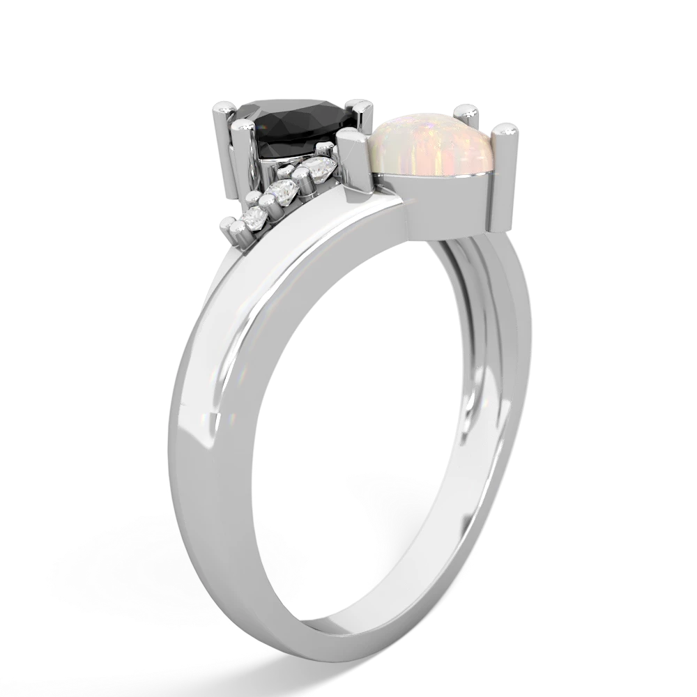 Onyx Heart To Heart 14K White Gold ring R2064