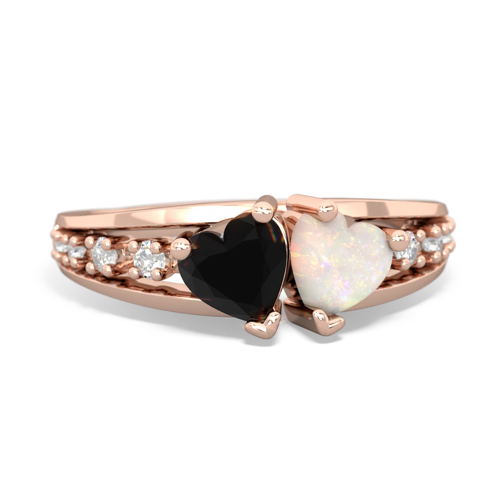 Onyx Heart To Heart 14K Rose Gold ring R3342