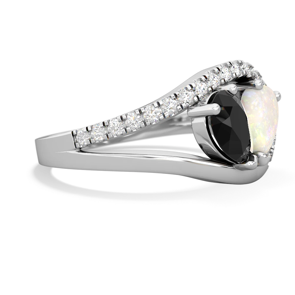 Onyx Nestled Heart Keepsake 14K White Gold ring R5650