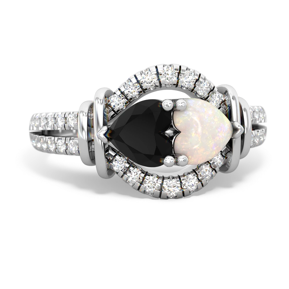 Onyx Art-Deco Keepsake 14K White Gold ring R5630