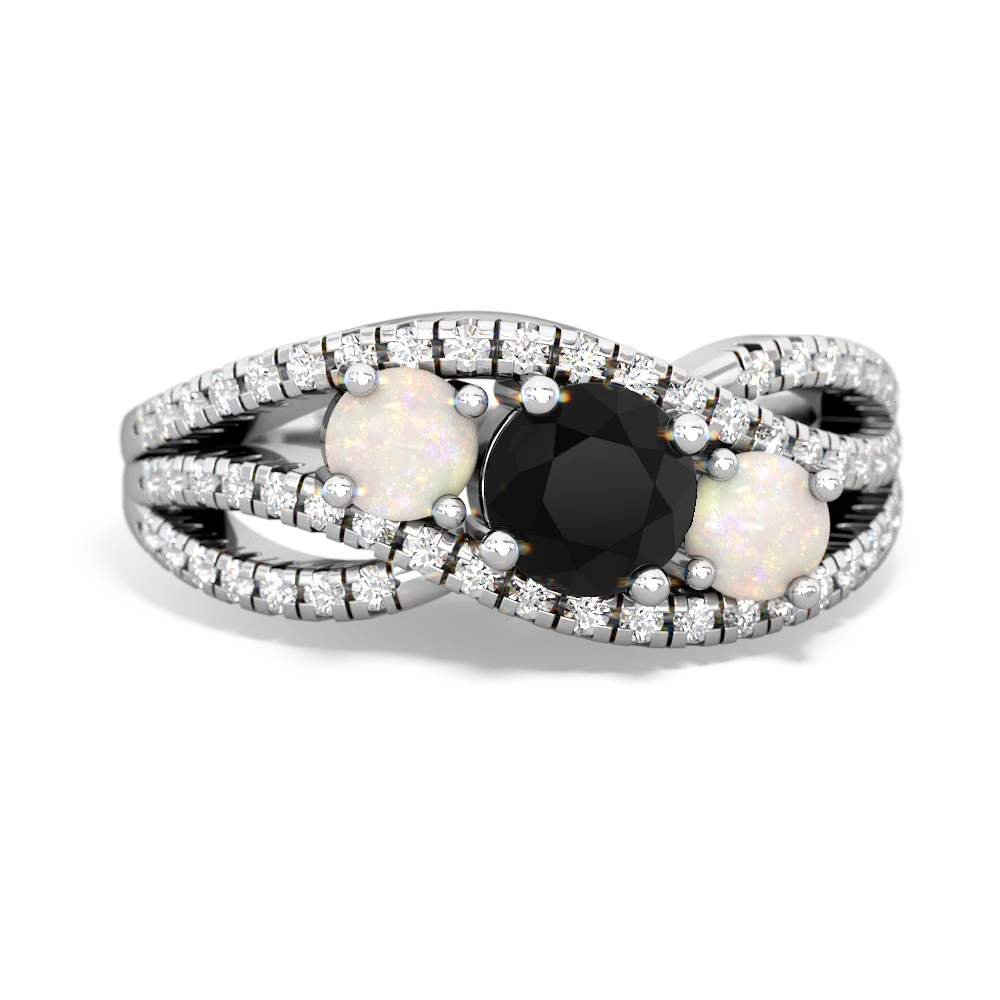 Onyx Three Stone Aurora 14K White Gold ring R3080