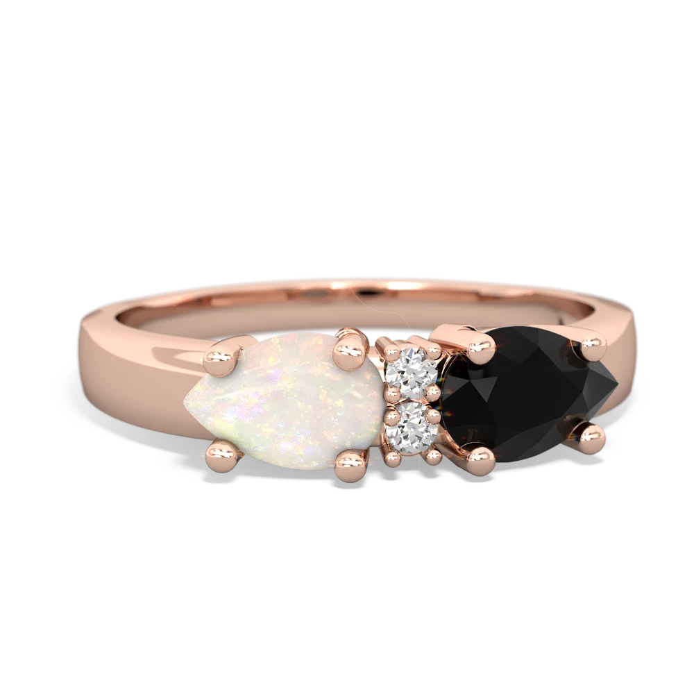 Onyx Pear Bowtie 14K Rose Gold ring R0865