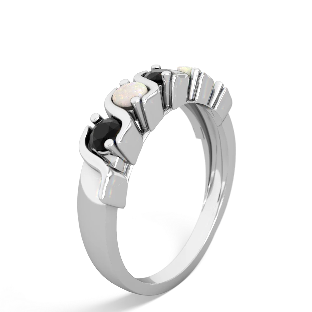 Onyx Anniversary Band 14K White Gold ring R2089