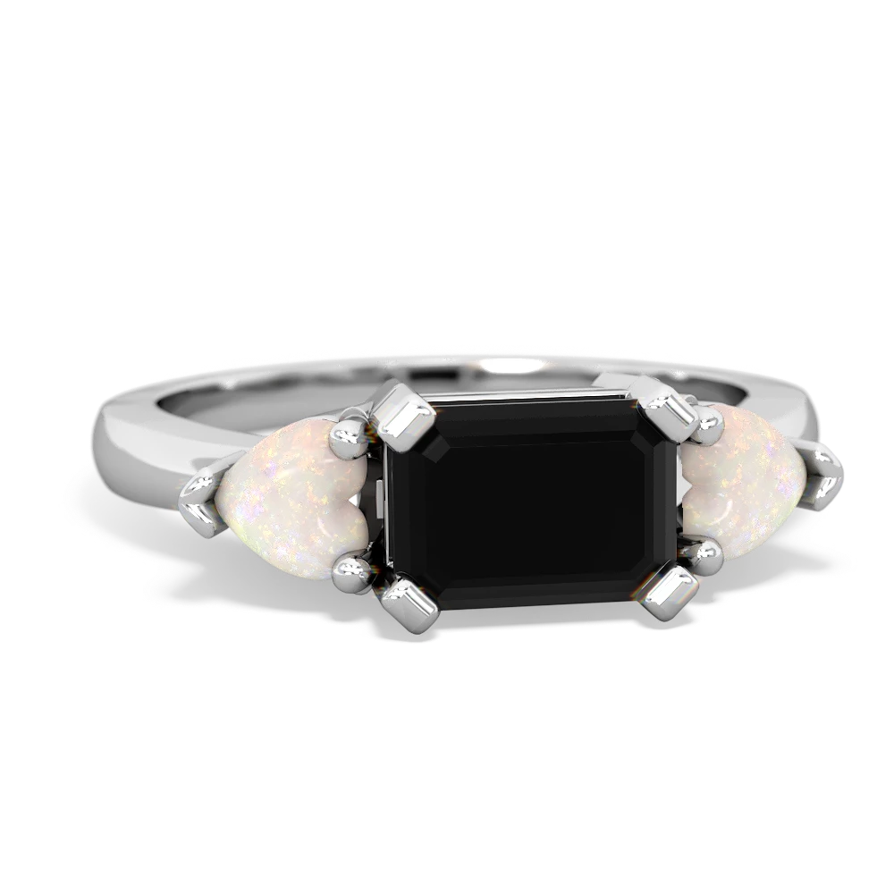 Onyx Three Stone 14K White Gold ring R5235