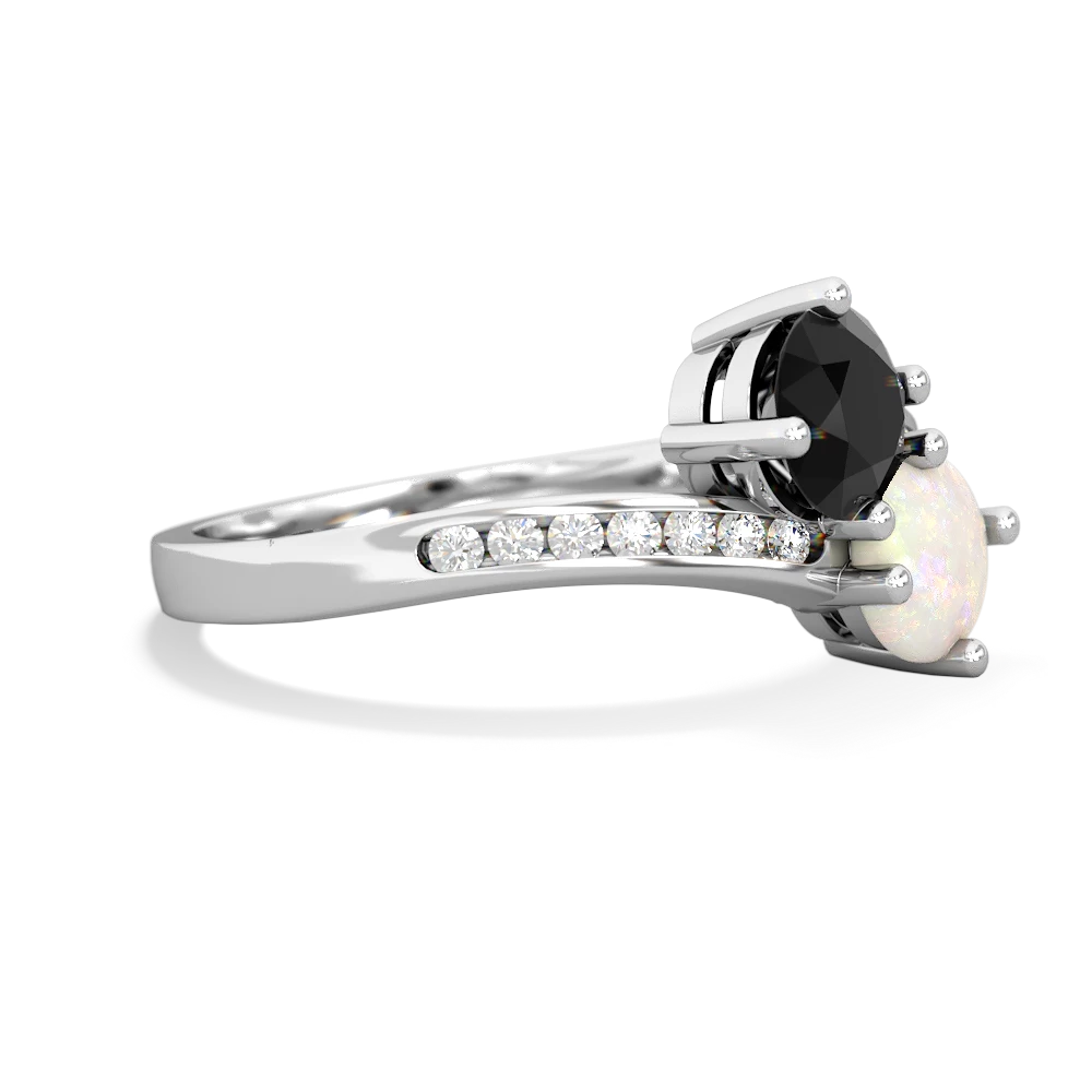 Onyx Channel Set Two Stone 14K White Gold ring R5303