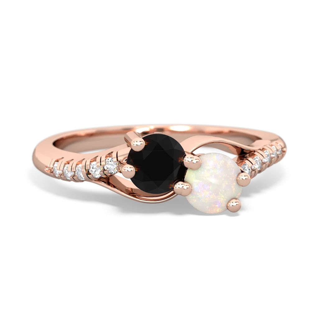 Onyx Infinity Pave Two Stone 14K Rose Gold ring R5285