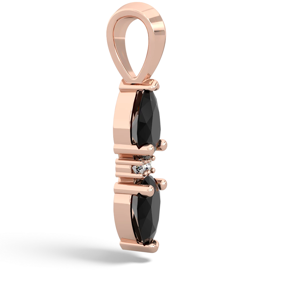 Onyx Bowtie Drop 14K Rose Gold pendant P0865