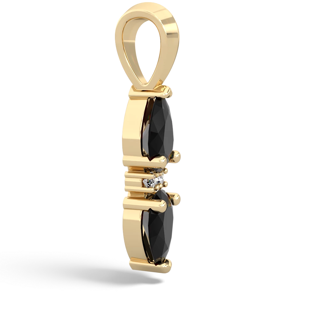 Onyx Bowtie Drop 14K Yellow Gold pendant P0865