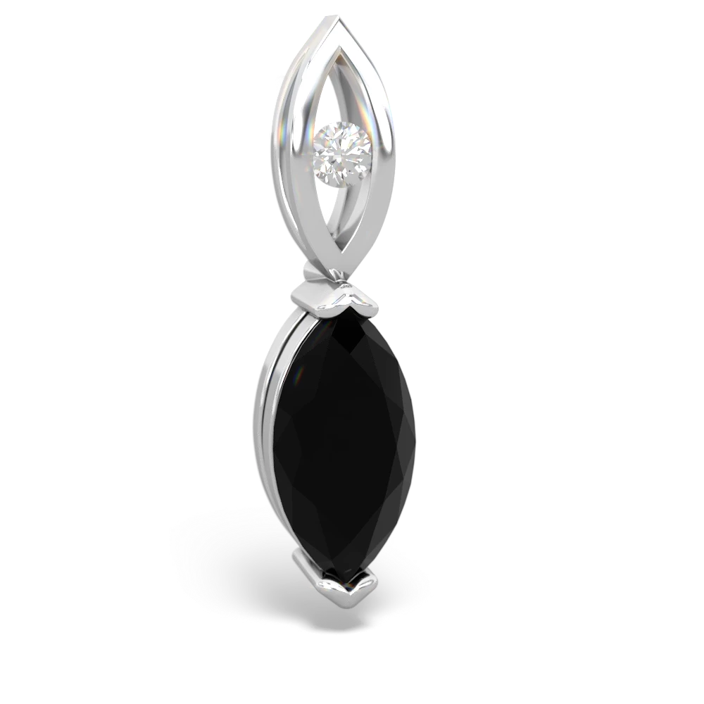 Onyx Marquise Drop 14K White Gold pendant P5333