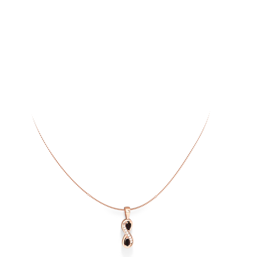 Onyx Diamond Infinity 14K Rose Gold pendant P5390