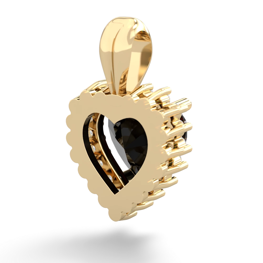 Onyx Sparkling Halo Heart 14K Yellow Gold pendant P0391