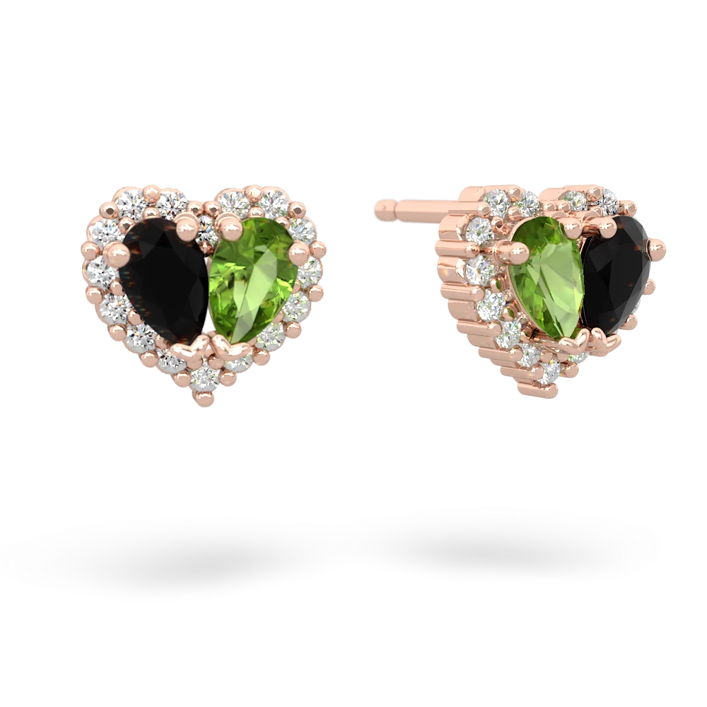 Onyx Halo 14K Rose Gold earrings E7008