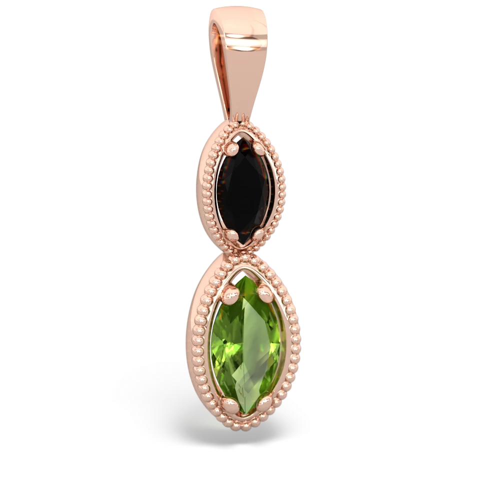 Onyx Antique-Style Halo 14K Rose Gold pendant P5700