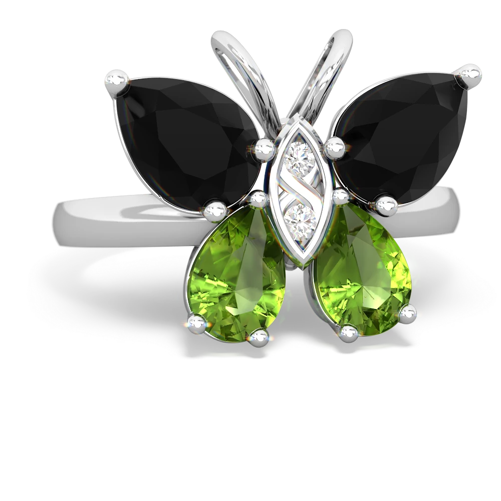 Onyx Butterfly 14K White Gold ring R2215