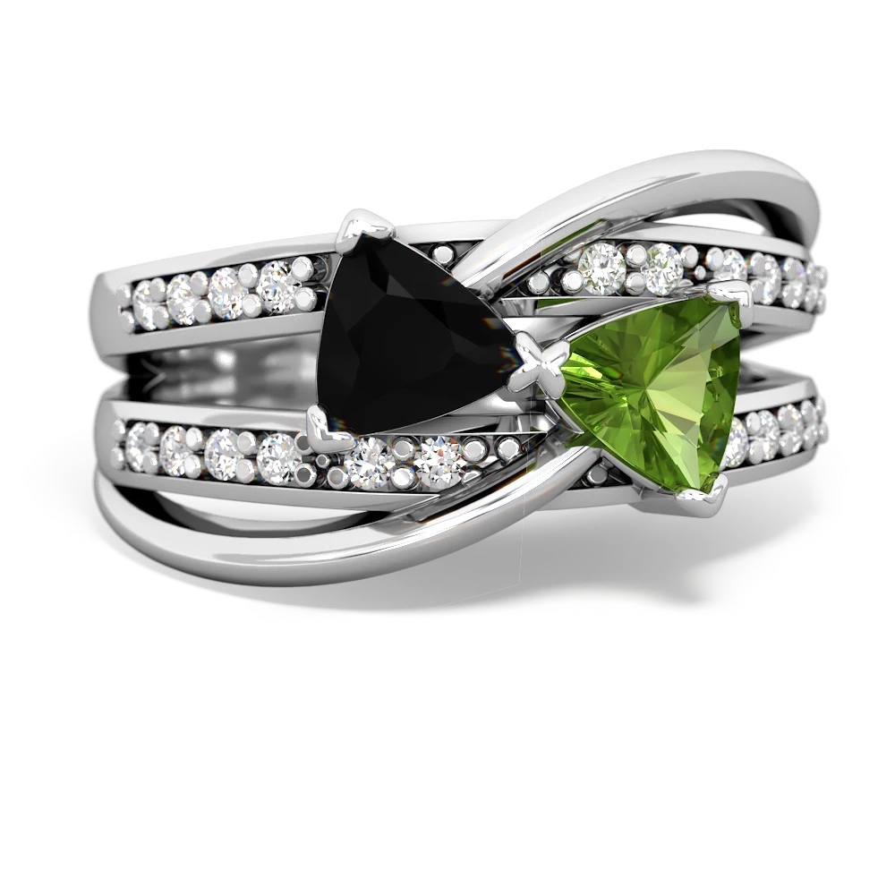 Onyx Bowtie 14K White Gold ring R2360