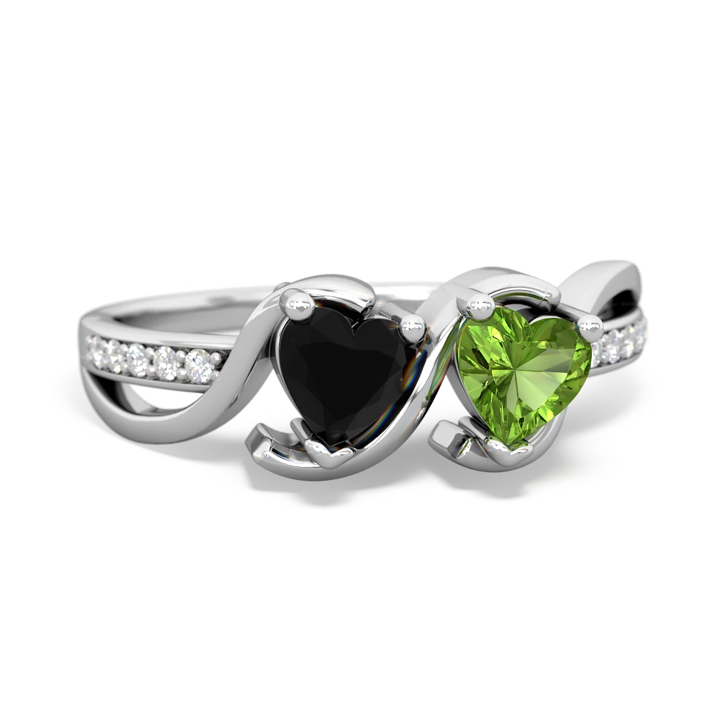 Onyx Side By Side 14K White Gold ring R3090