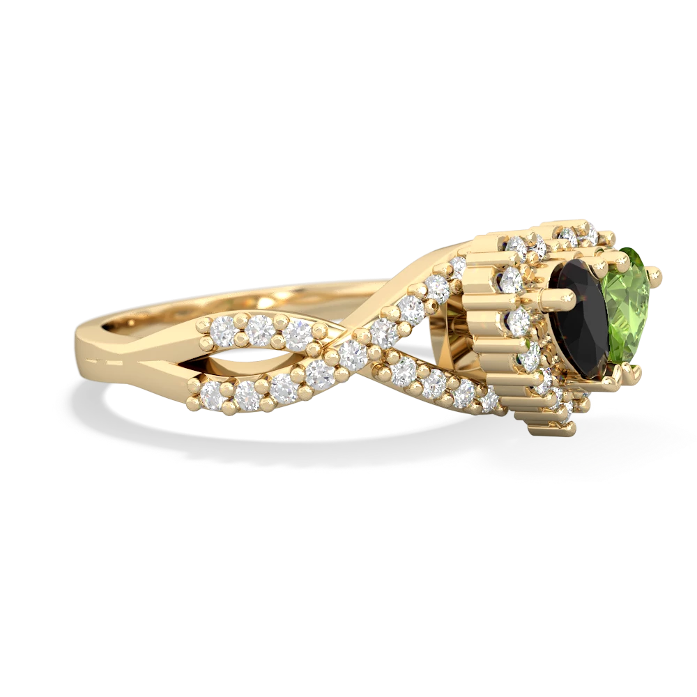 Onyx Diamond Twist 'One Heart' 14K Yellow Gold ring R2640HRT