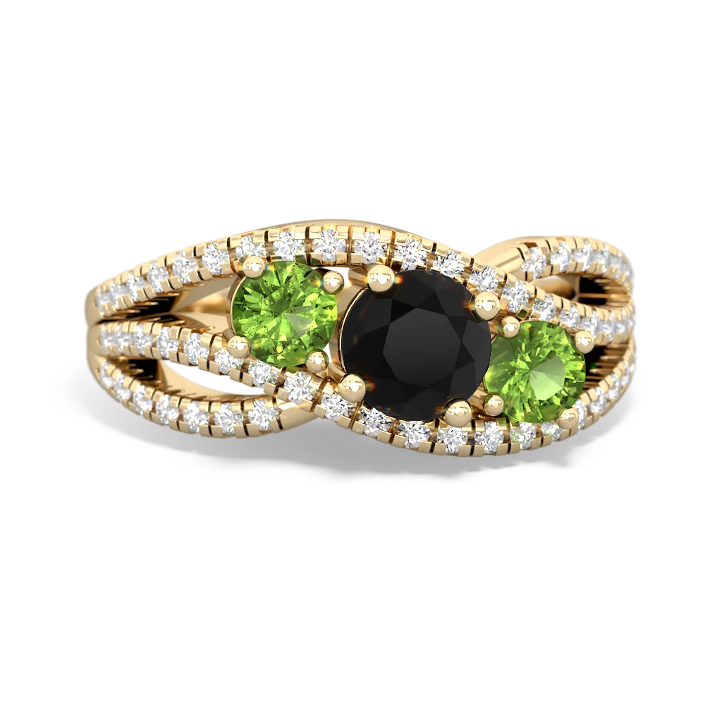 Onyx Three Stone Aurora 14K Yellow Gold ring R3080