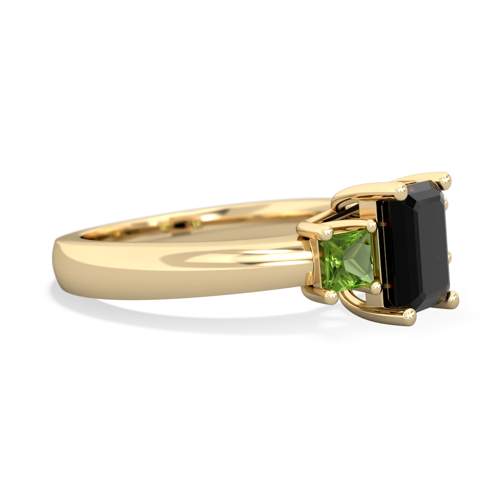 Onyx Three Stone Emerald-Cut Trellis 14K Yellow Gold ring R4021