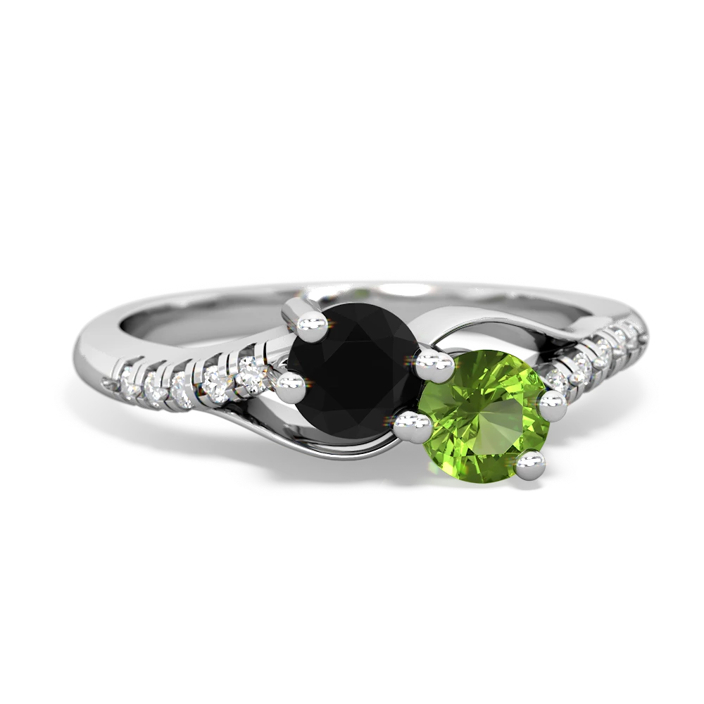 Onyx Infinity Pave Two Stone 14K White Gold ring R5285