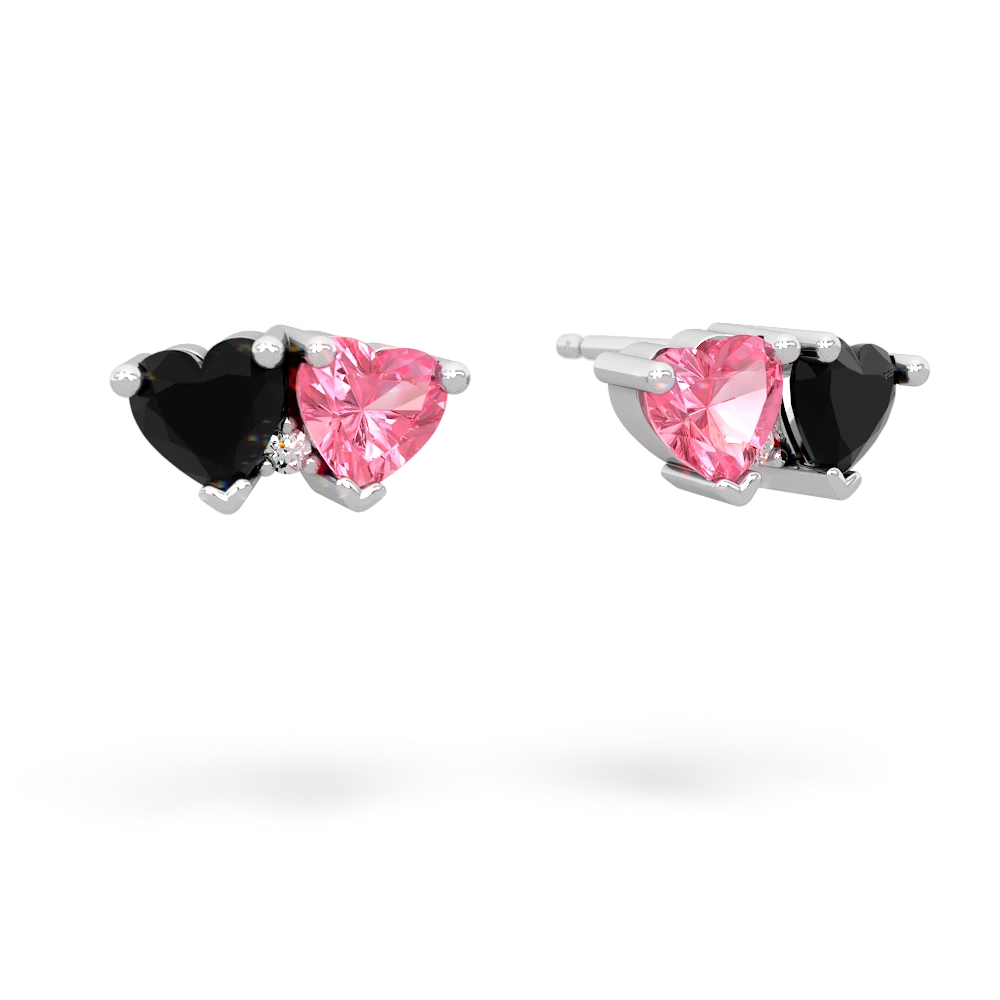 Onyx Sweethearts 14K White Gold earrings E5260