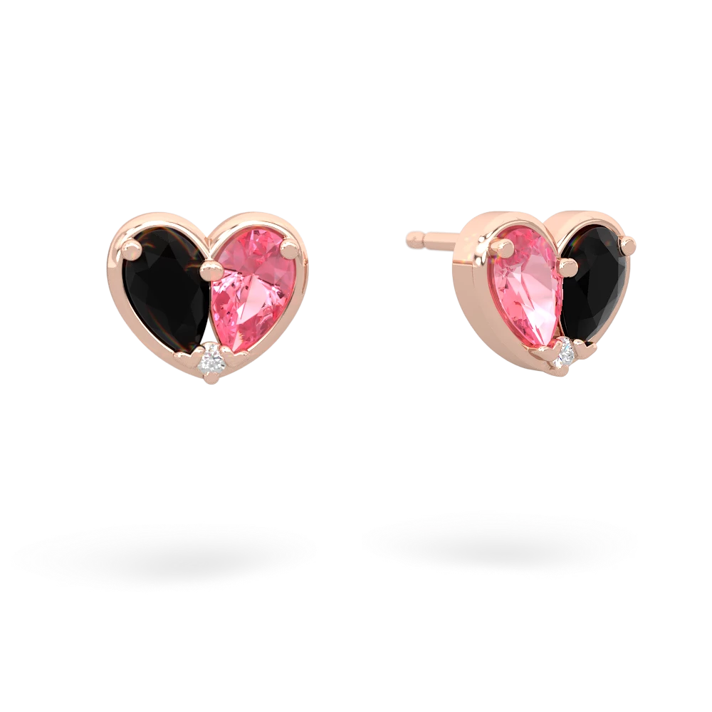 Onyx 'Our Heart' 14K Rose Gold earrings E5072