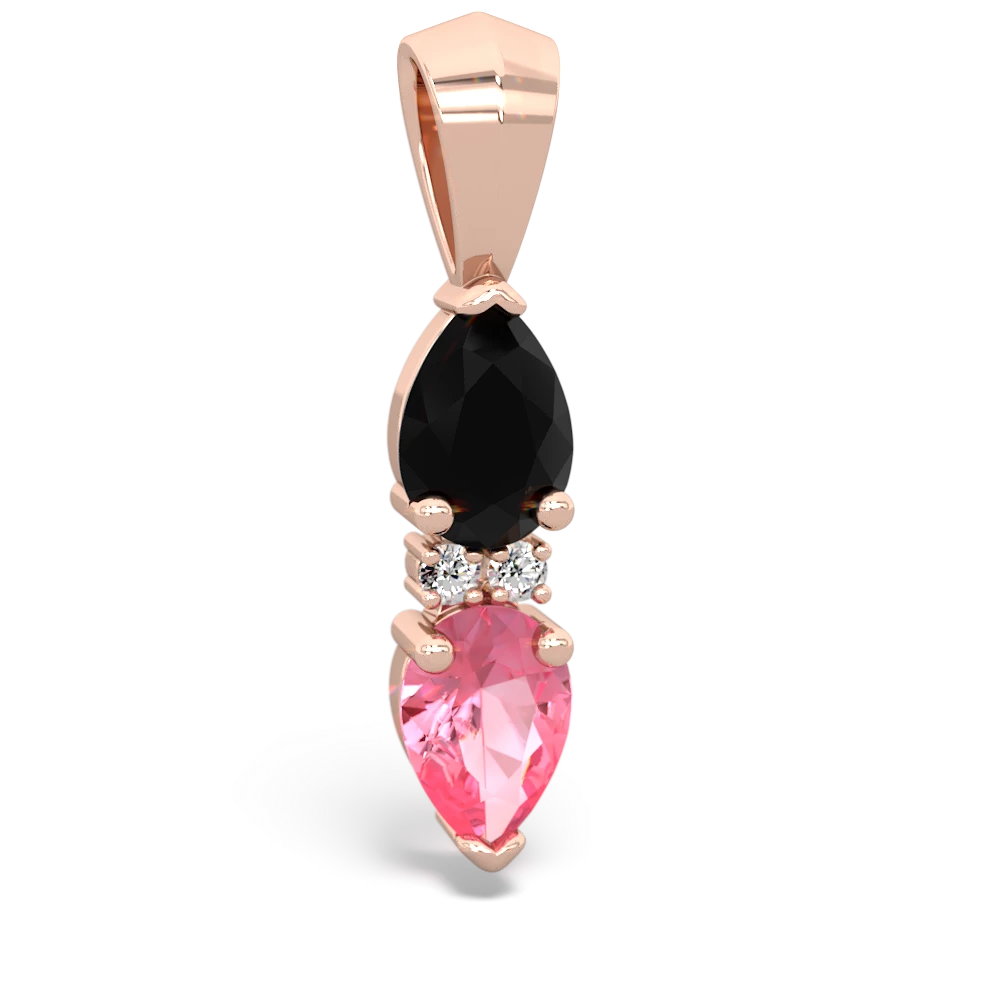 Onyx Bowtie Drop 14K Rose Gold pendant P0865