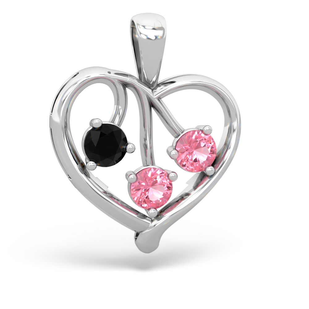 Heart Necklace with Pink Sapphire in White Gold