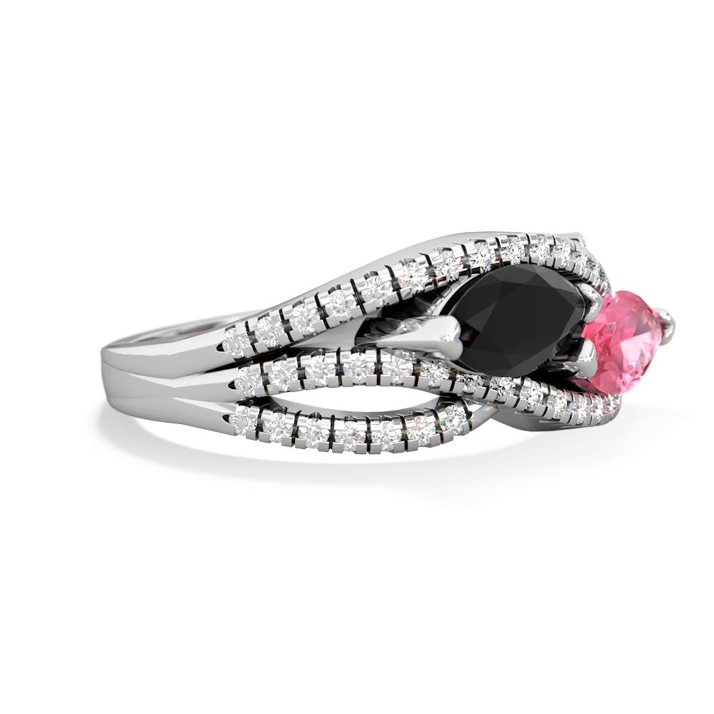 Onyx Diamond Rivers 14K White Gold ring R3070