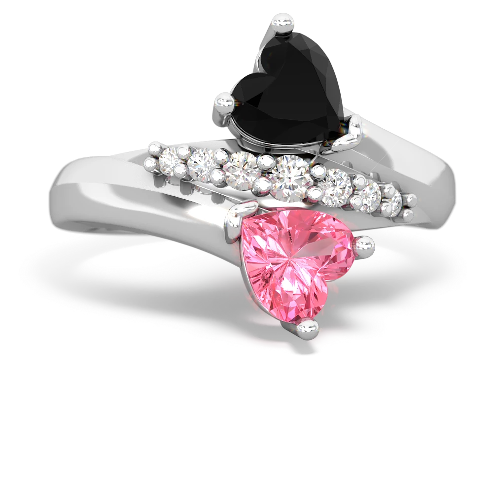 Onyx Heart To Heart 14K White Gold ring R2064