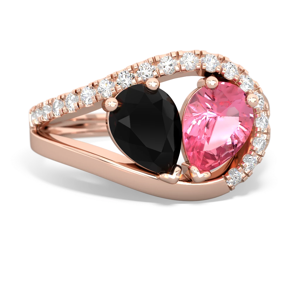 Onyx Nestled Heart Keepsake 14K Rose Gold ring R5650