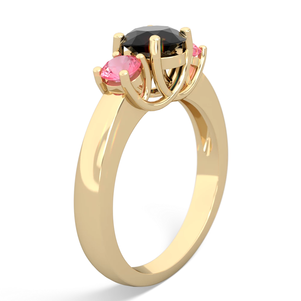 Onyx Three Stone Round Trellis 14K Yellow Gold ring R4018