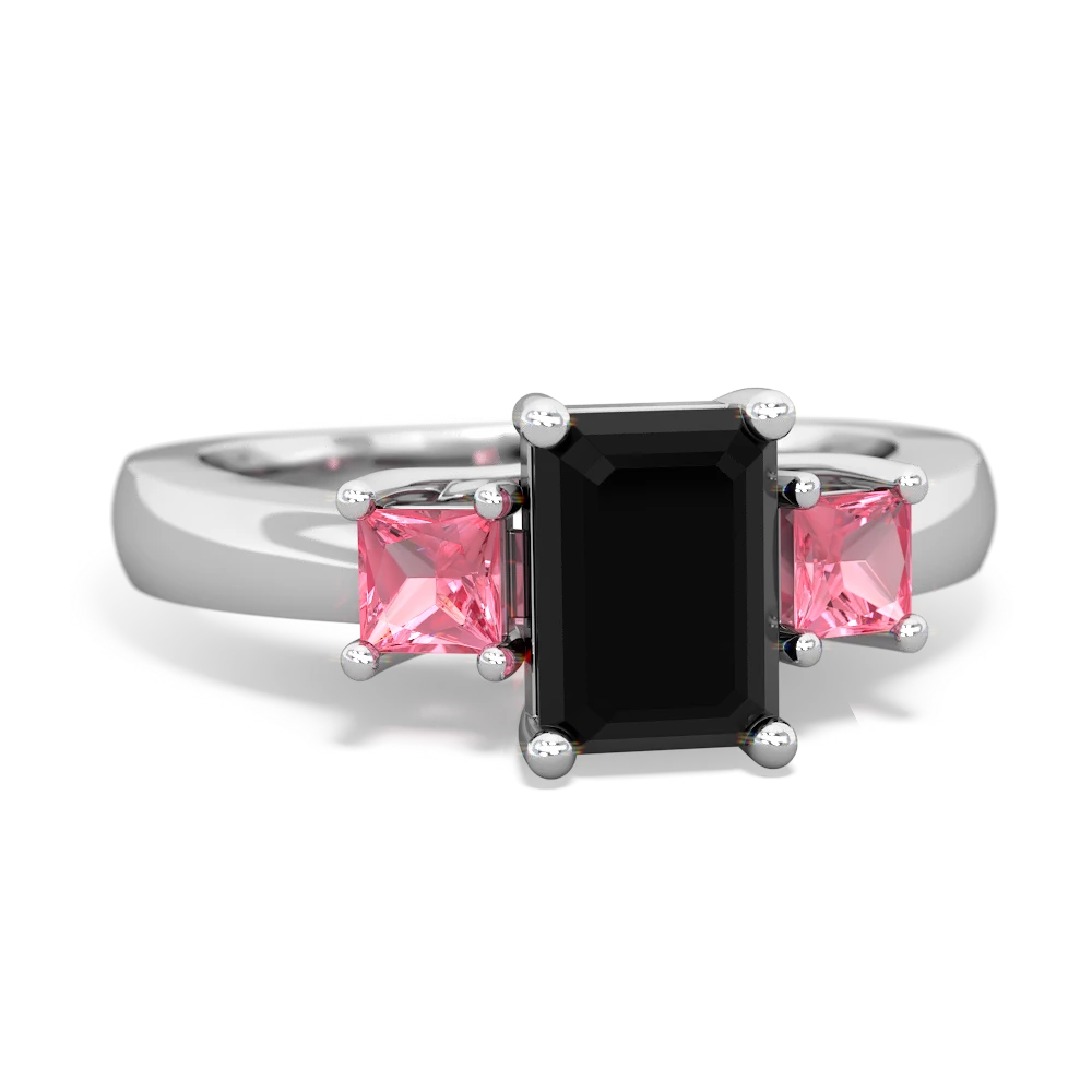 black gold rings with pink stones