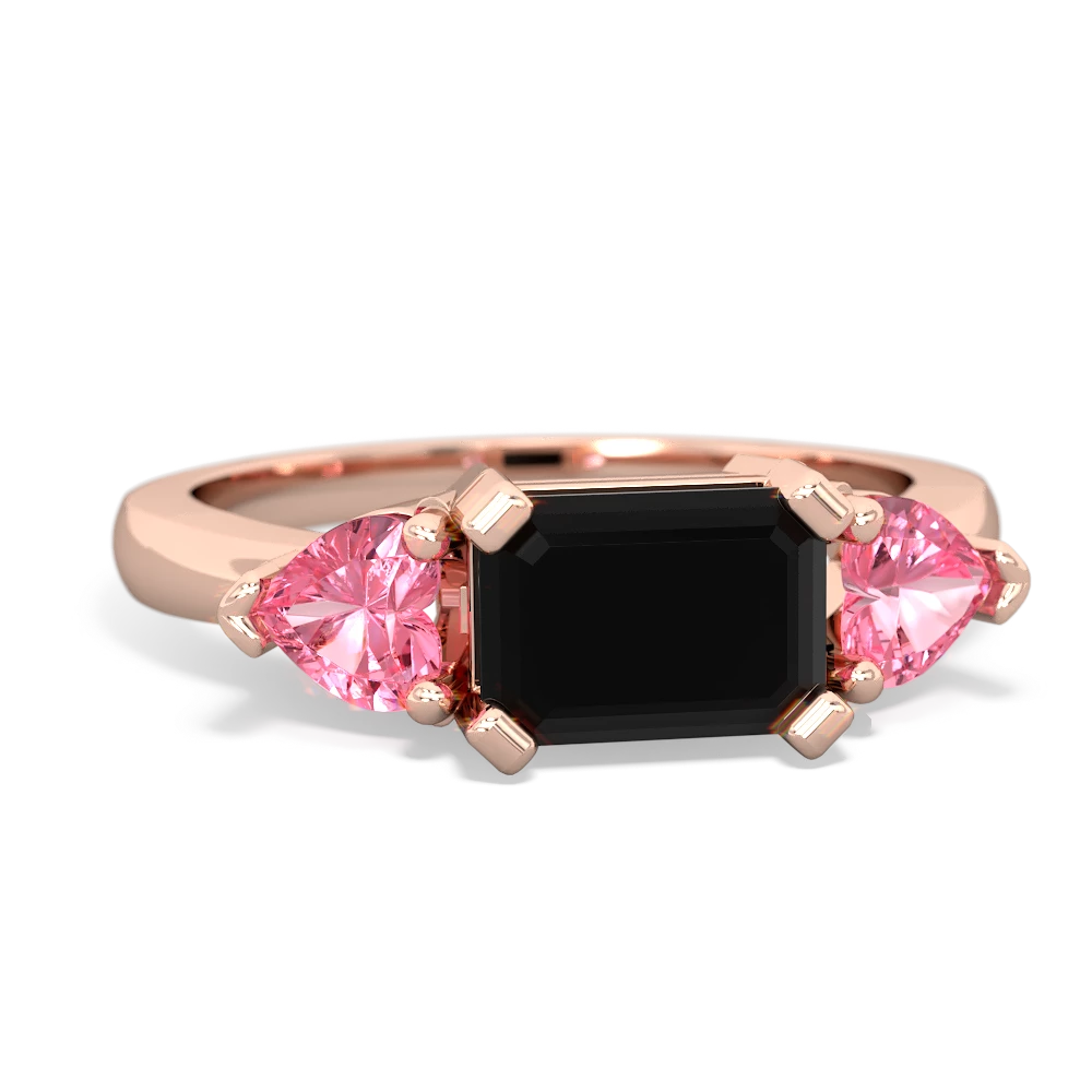 black gold rings with pink stones