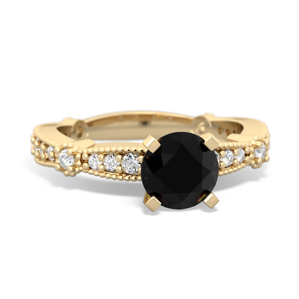 Onyx Sparkling Tiara 6Mm Round 14K Yellow Gold ring R26296RD