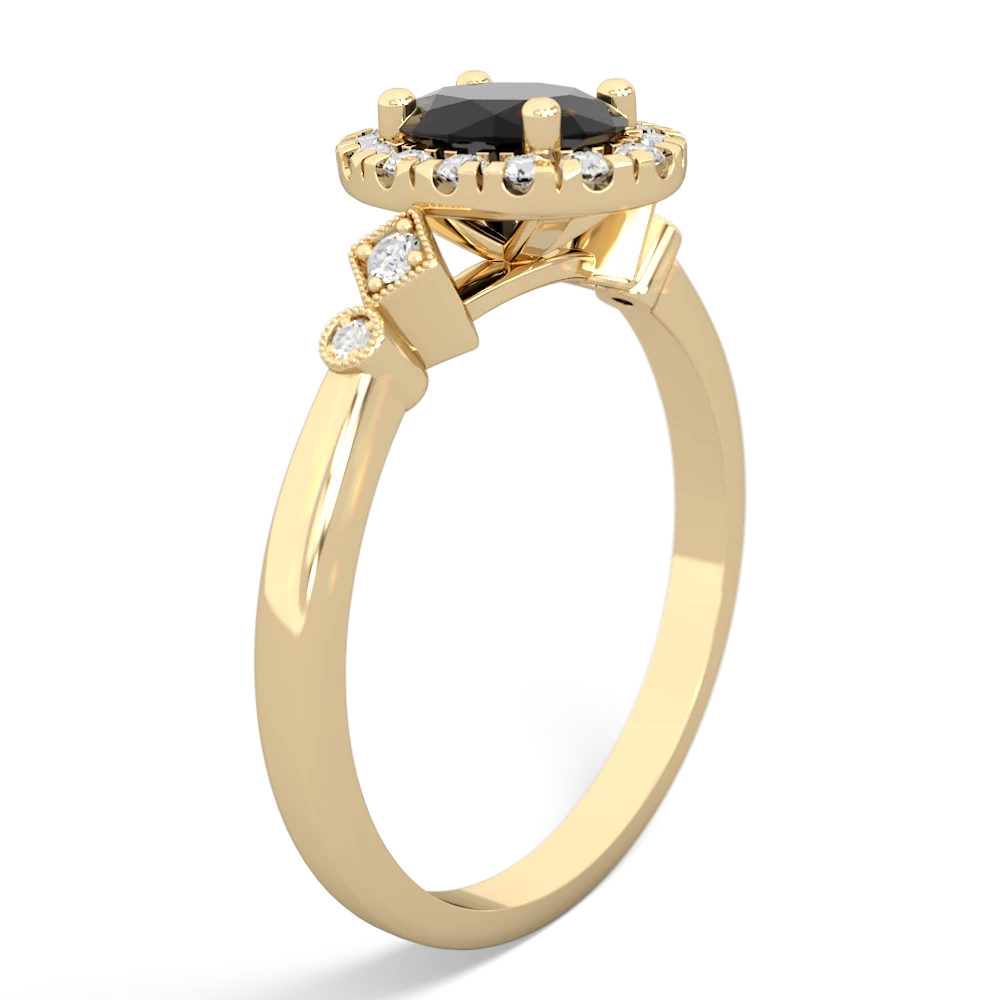 Onyx Antique-Style Halo 14K Yellow Gold ring R5720