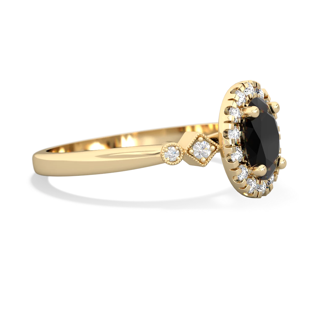 Onyx Antique-Style Halo 14K Yellow Gold ring R5720