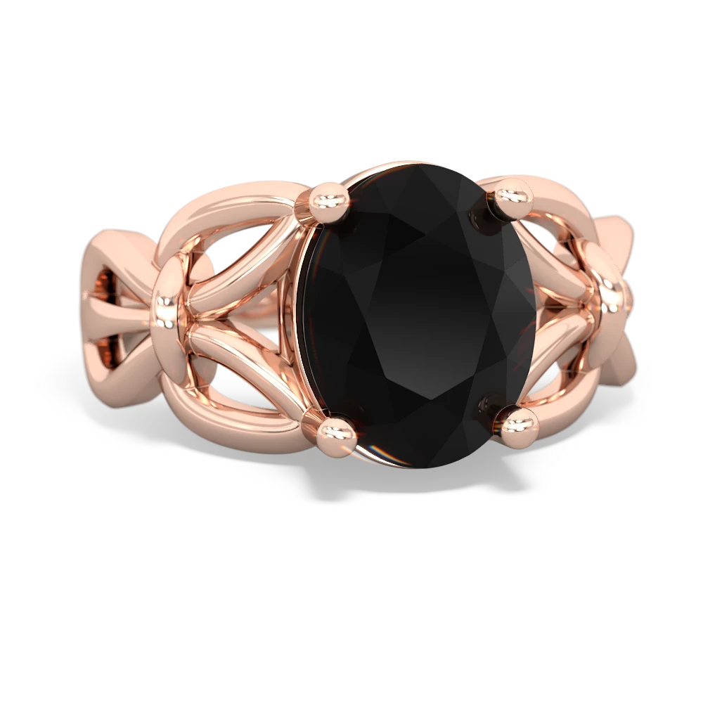 Onyx Celtic Knot Cocktail 14K Rose Gold ring R2377