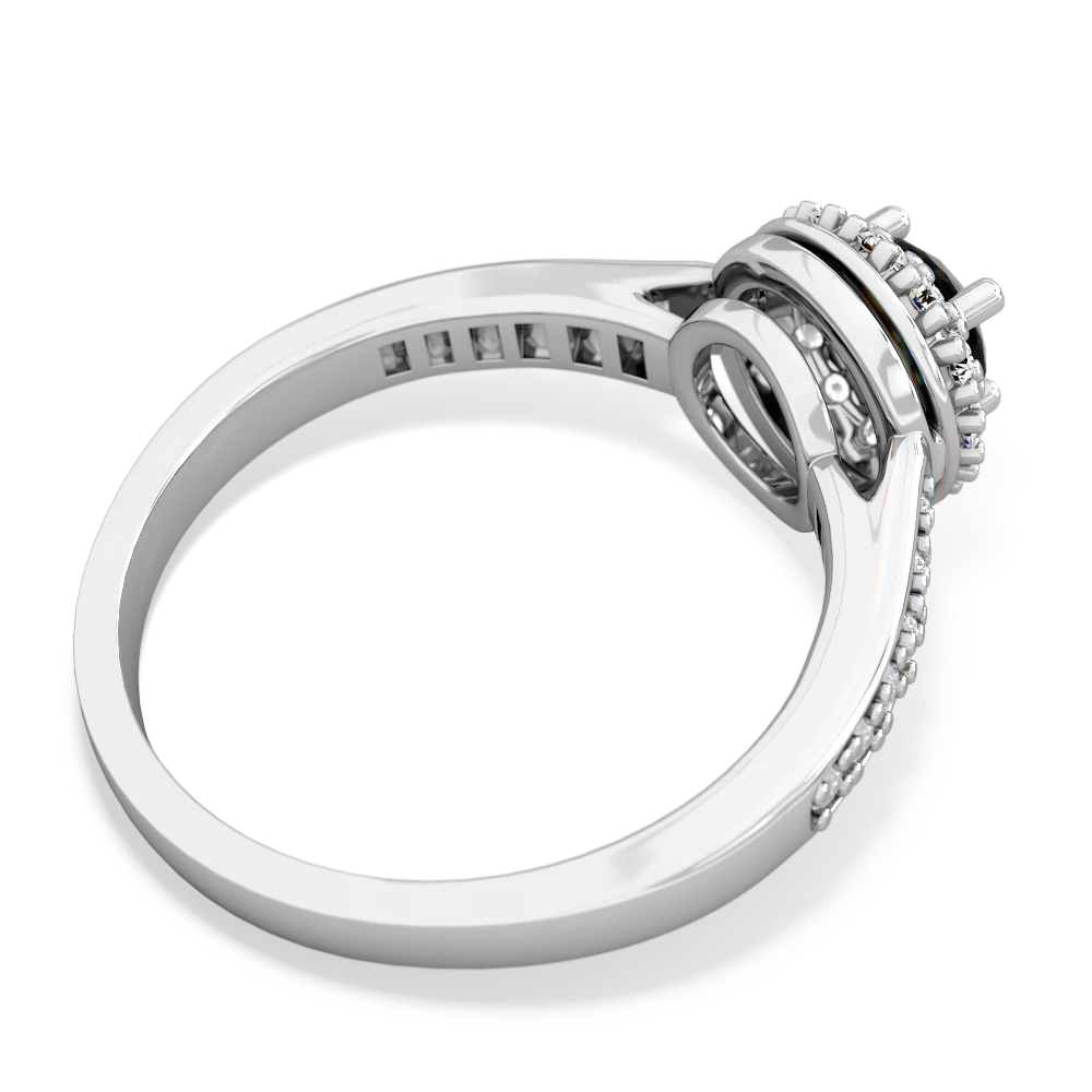 Onyx Diamond Halo 14K White Gold ring R5370