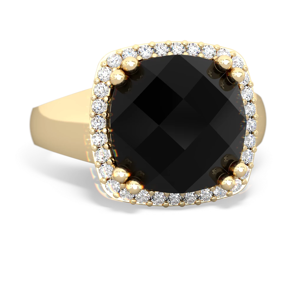 Onyx Halo Cocktail 14K Yellow Gold ring R2544