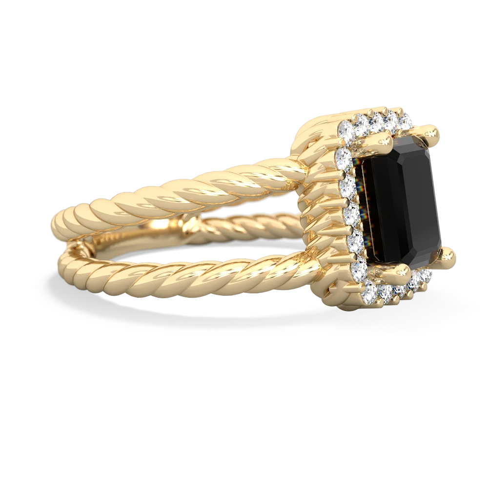 Onyx Rope Split Band 14K Yellow Gold ring R2628