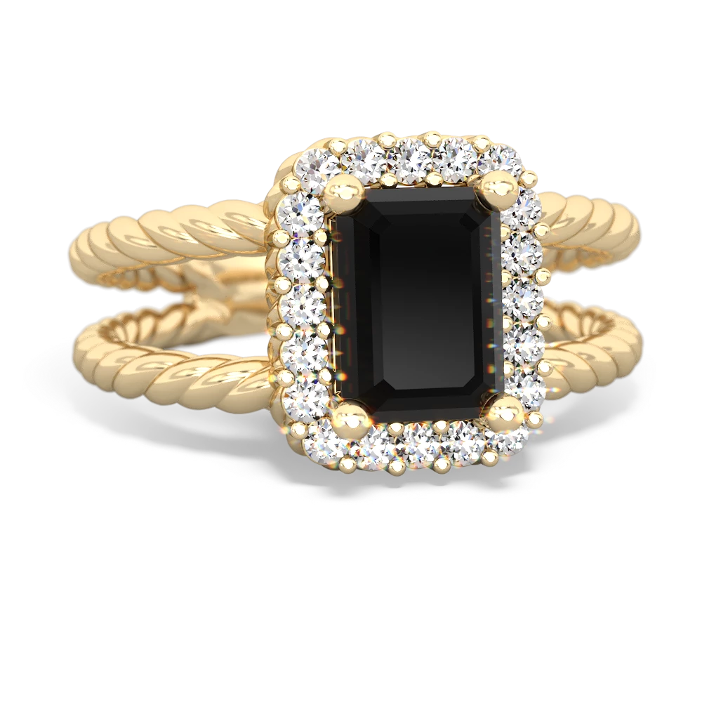 Onyx Rope Split Band 14K Yellow Gold ring R2628