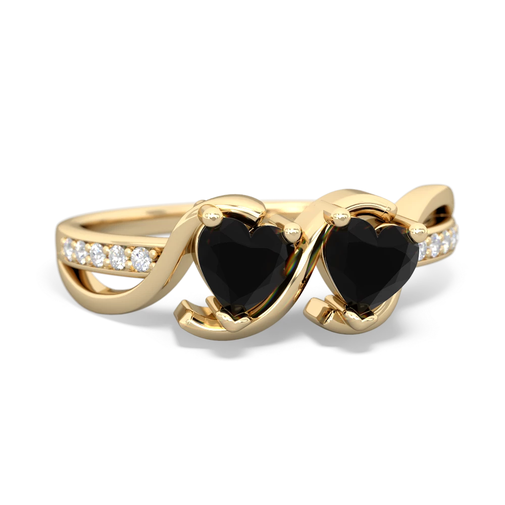 Onyx Side By Side 14K Yellow Gold ring R3090