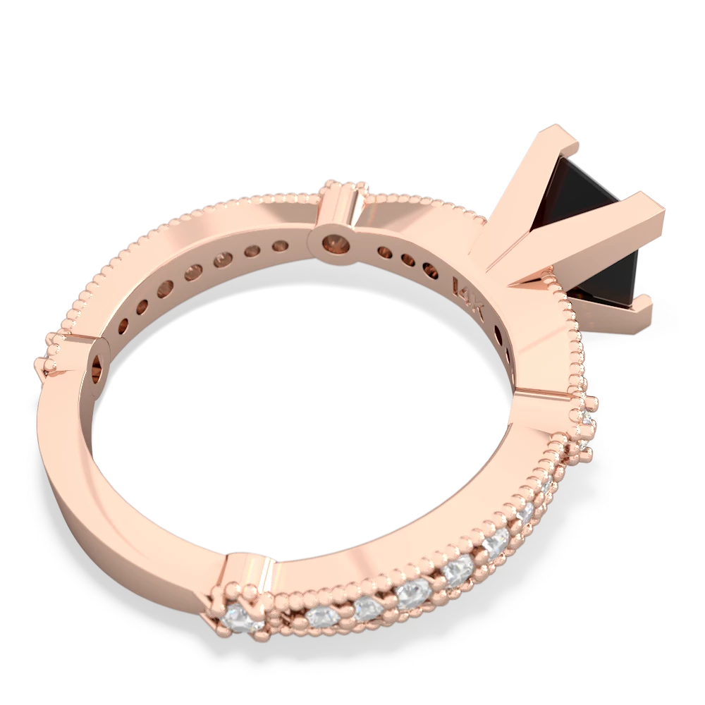 Onyx Sparkling Tiara 6Mm Princess 14K Rose Gold ring R26296SQ