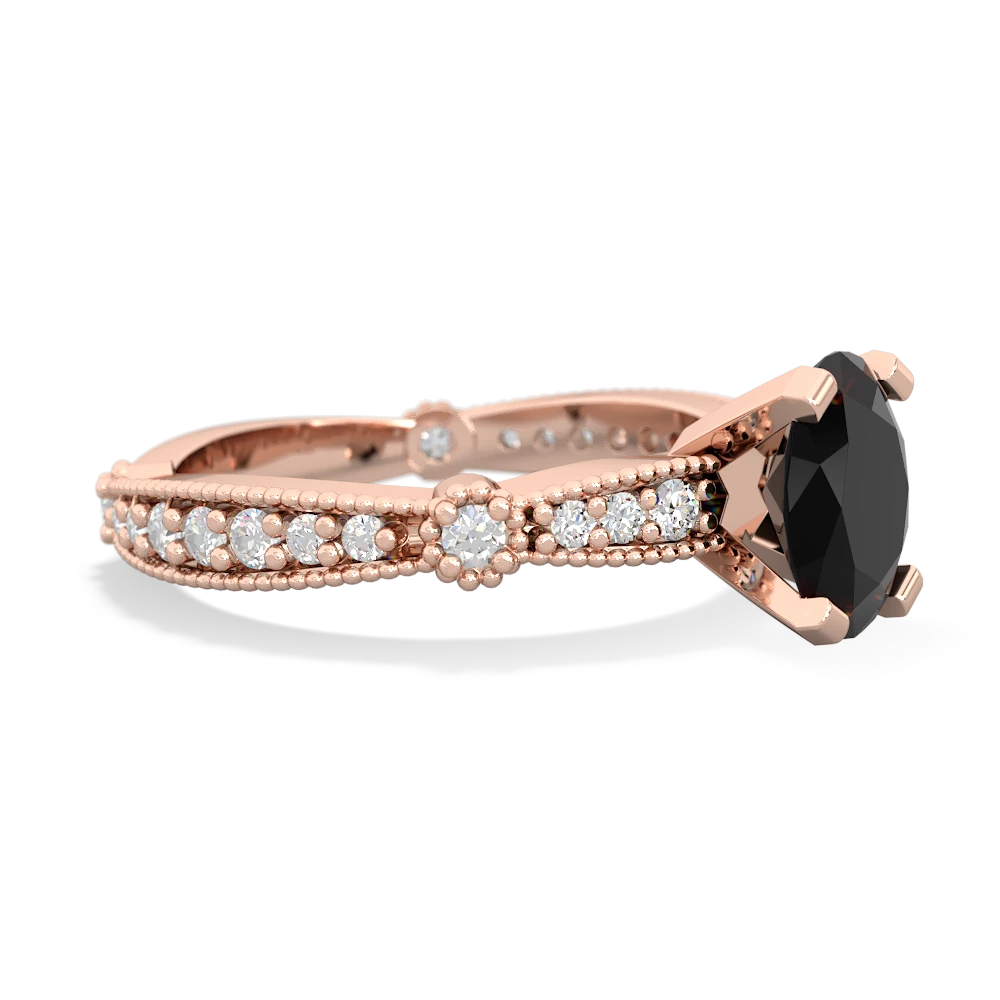 Onyx Sparkling Tiara 8X6 Oval 14K Rose Gold ring R26298VL